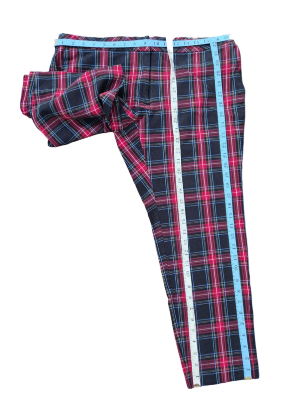 Women's J.Jill Plaid Trousers Size 14 Black Red - Picture 7 of 8